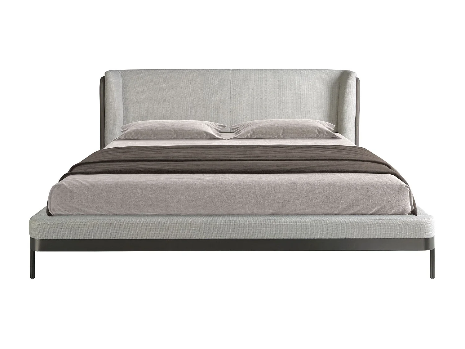 Lit en tissu gris clair et similicuir gris foncé 7156 ANGEL CERDA