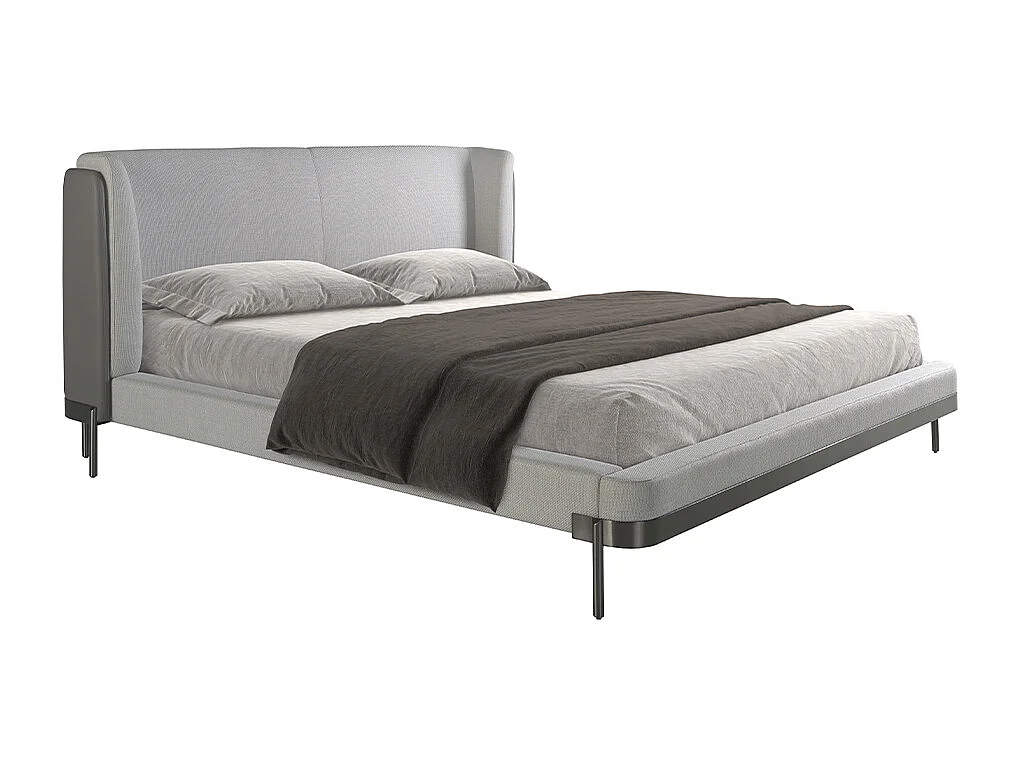 Lit en tissu gris clair et similicuir gris foncé 7156 ANGEL CERDA