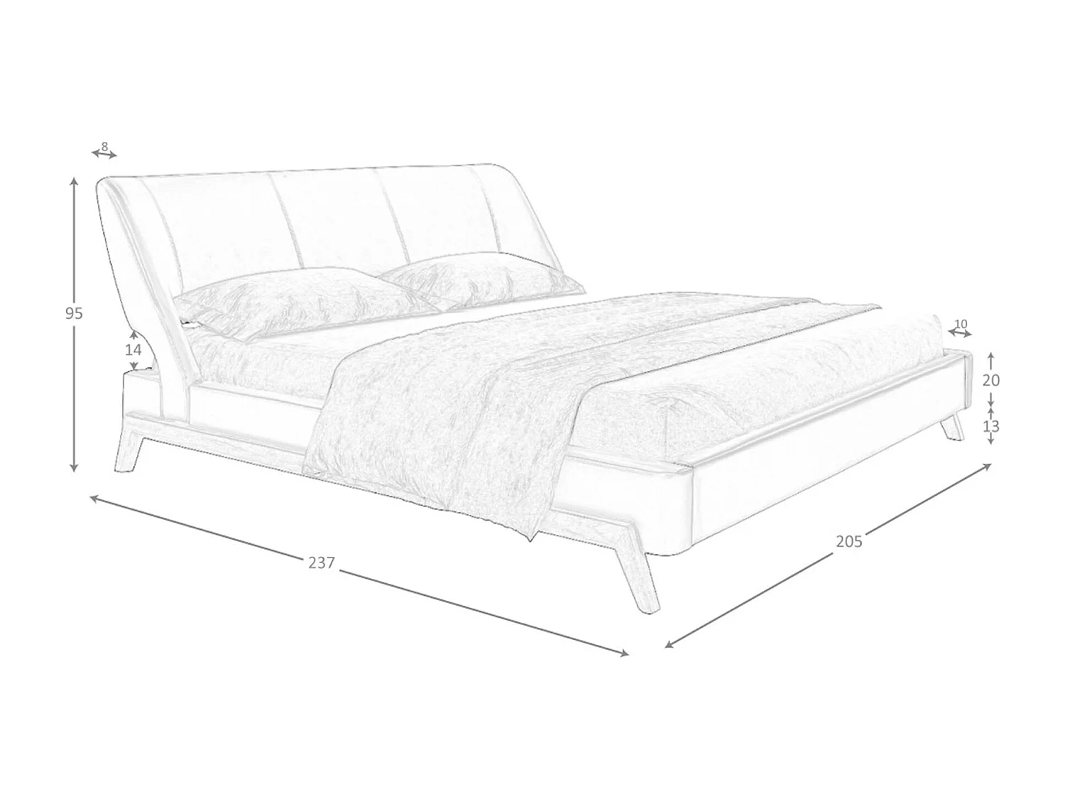 Lit en tissu gris clair et similicuir gris foncé 7156 ANGEL CERDA