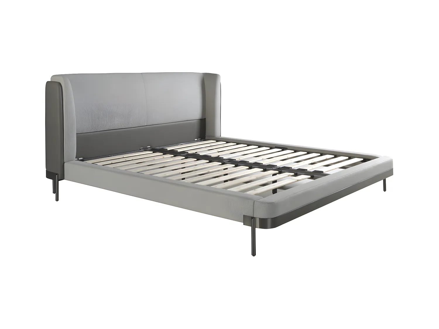 Lit en tissu gris clair et simili cuir gris foncé 7156 ANGEL CERDA