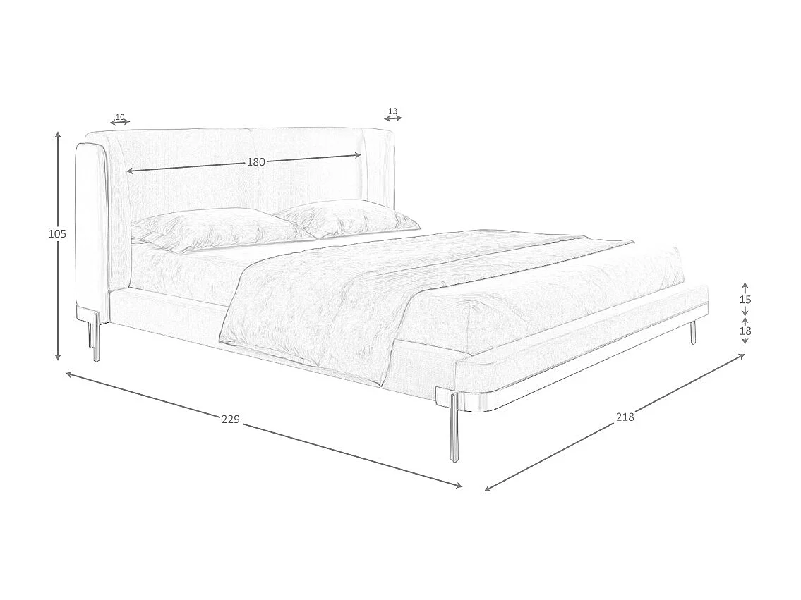 Lit en tissu gris clair et similicuir gris foncé 7156 ANGEL CERDA