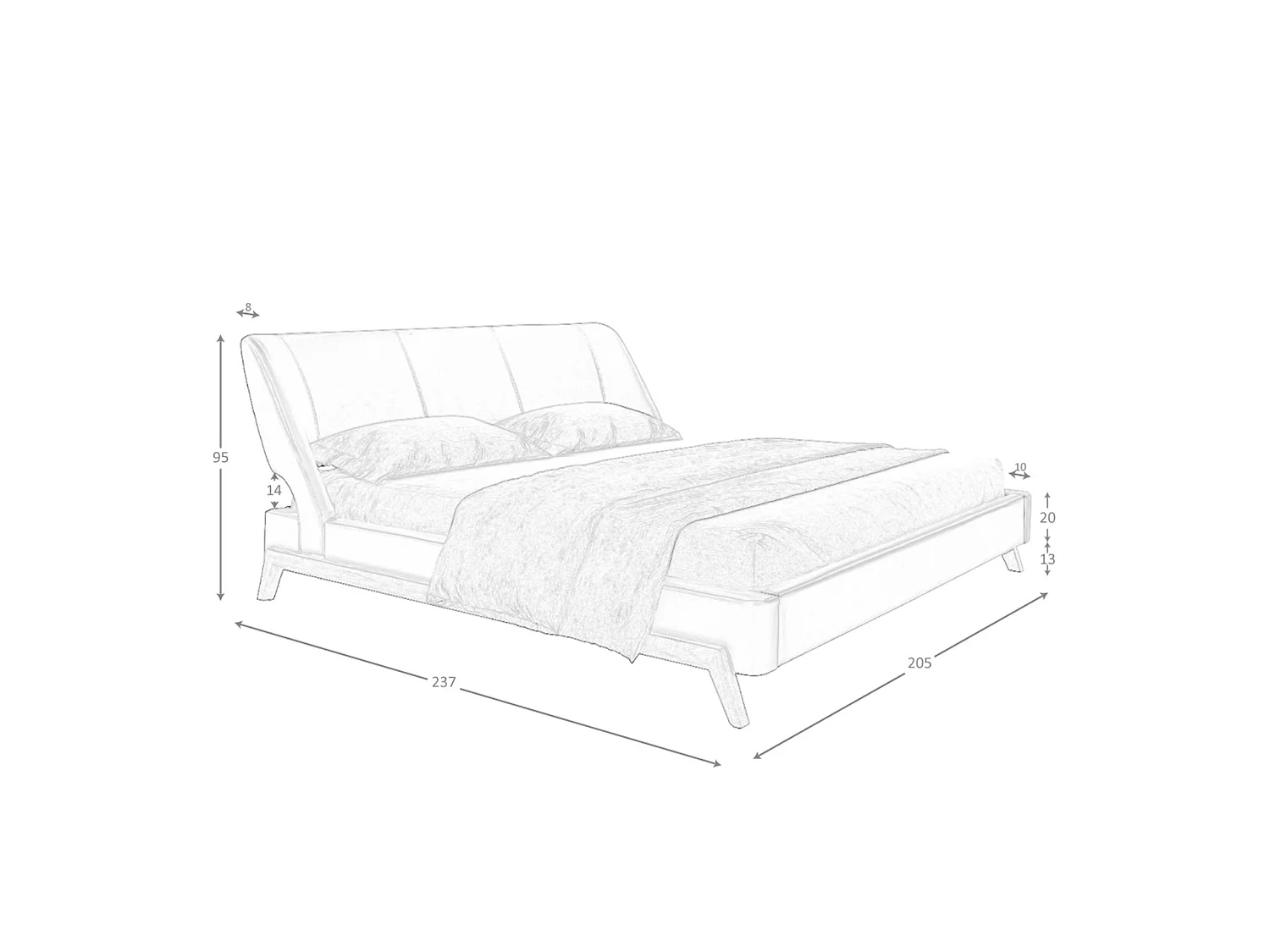 Lit en tissu gris clair et similicuir gris foncé 7156 ANGEL CERDA