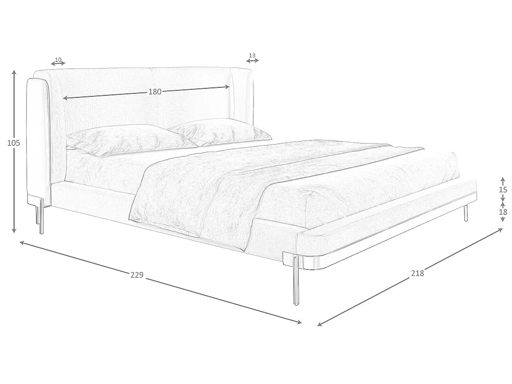 Lit en tissu gris clair et similicuir gris foncé 7156 ANGEL CERDA