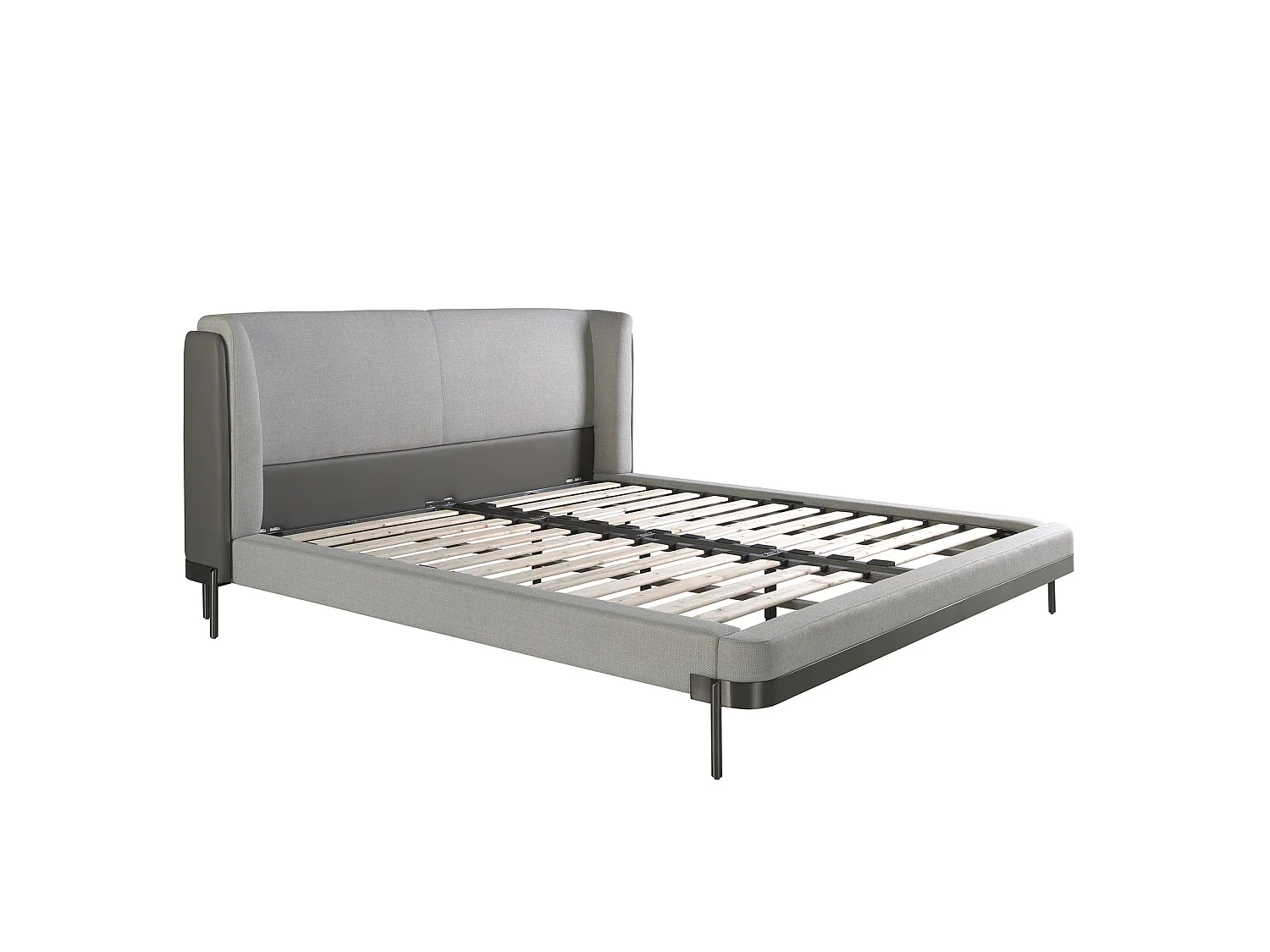 Lit en tissu gris clair et similicuir gris foncé 7156 ANGEL CERDA