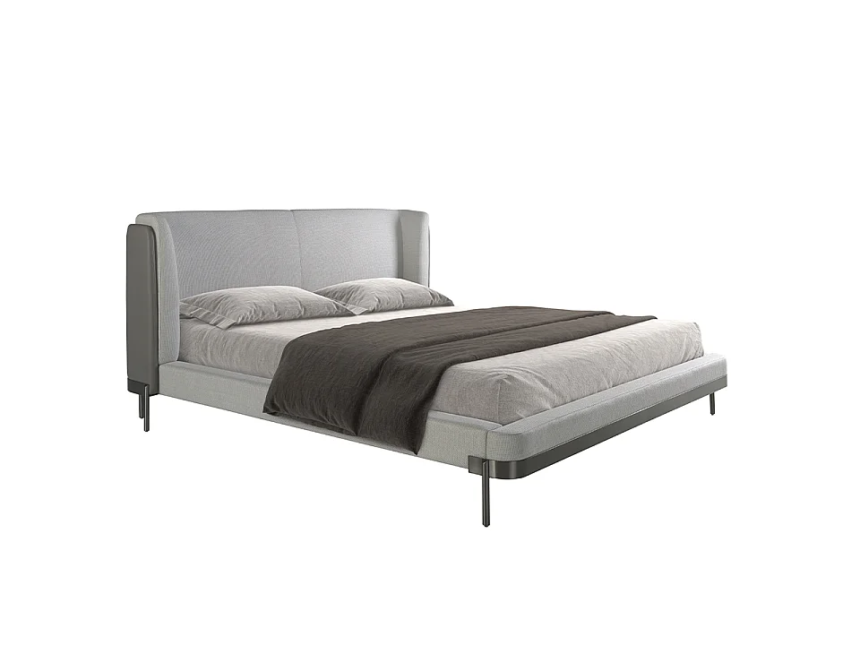 Lit en tissu gris clair et similicuir gris foncé 7156 ANGEL CERDA