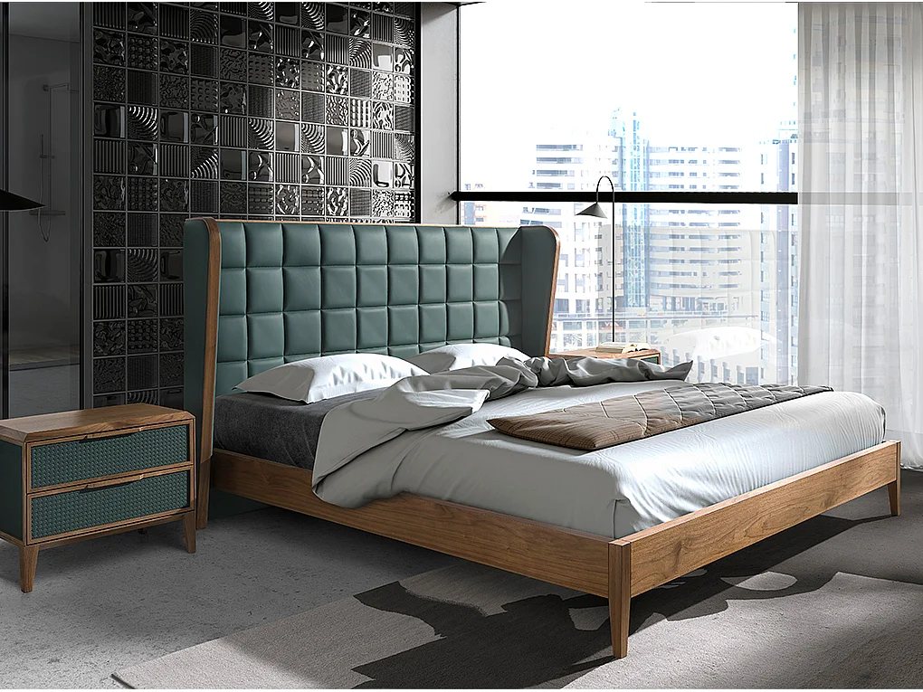 Lit en similicuir vert foncé 7148 ANGEL CERDA