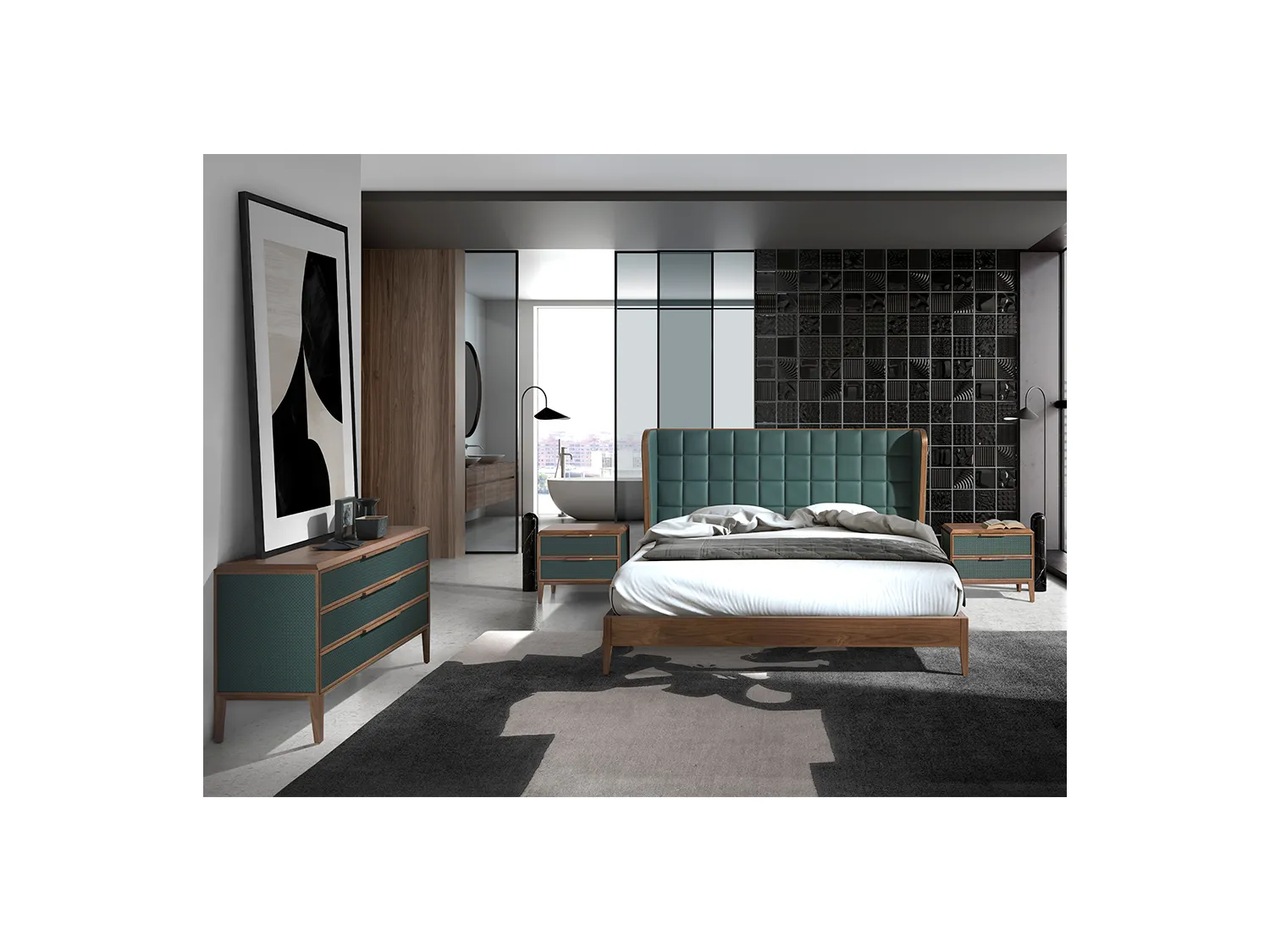 Lit en simili cuir vert foncé 7148 ANGEL CERDA