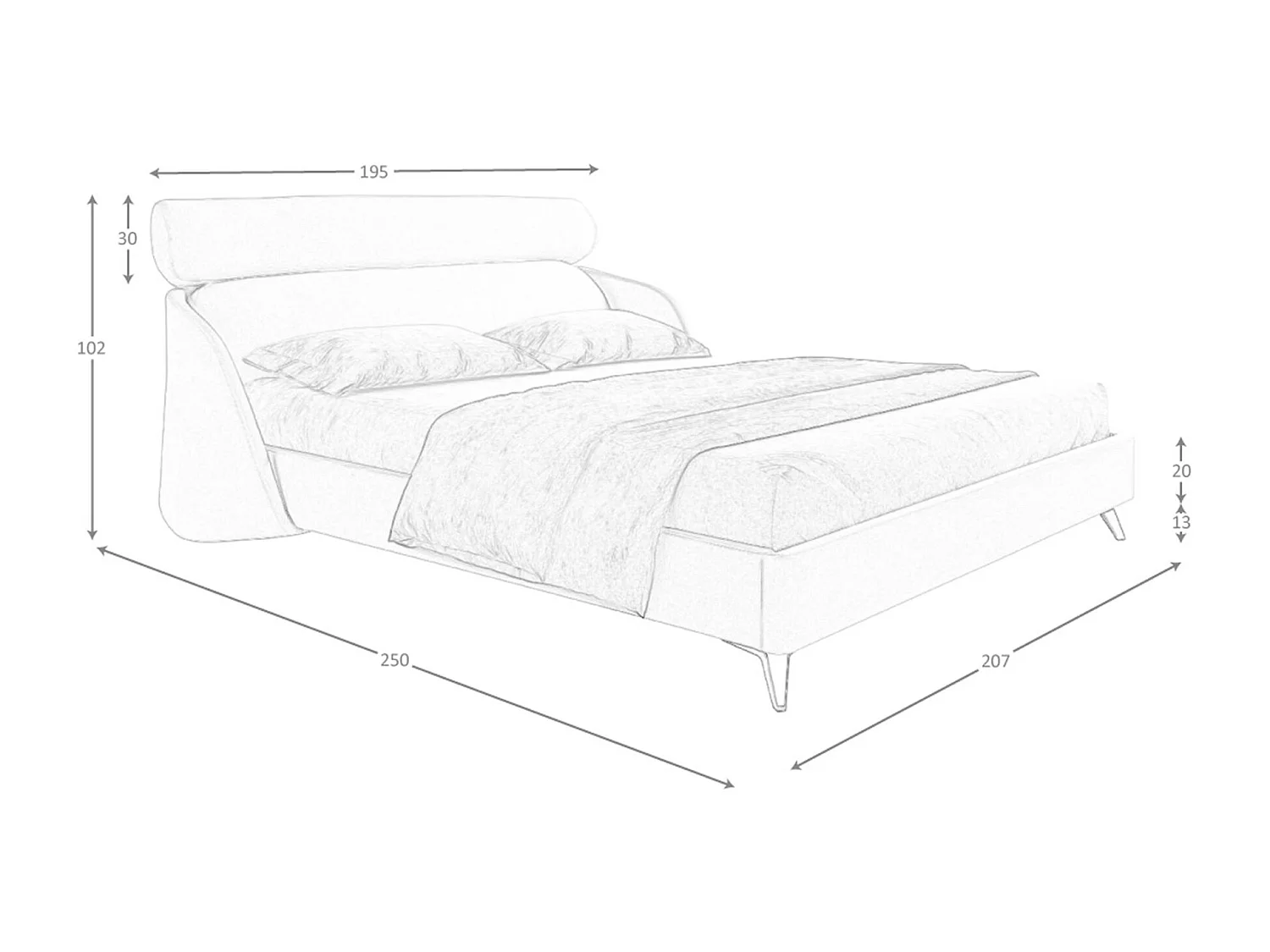 Lit en tissu gris clair 7160 ANGEL CERDA