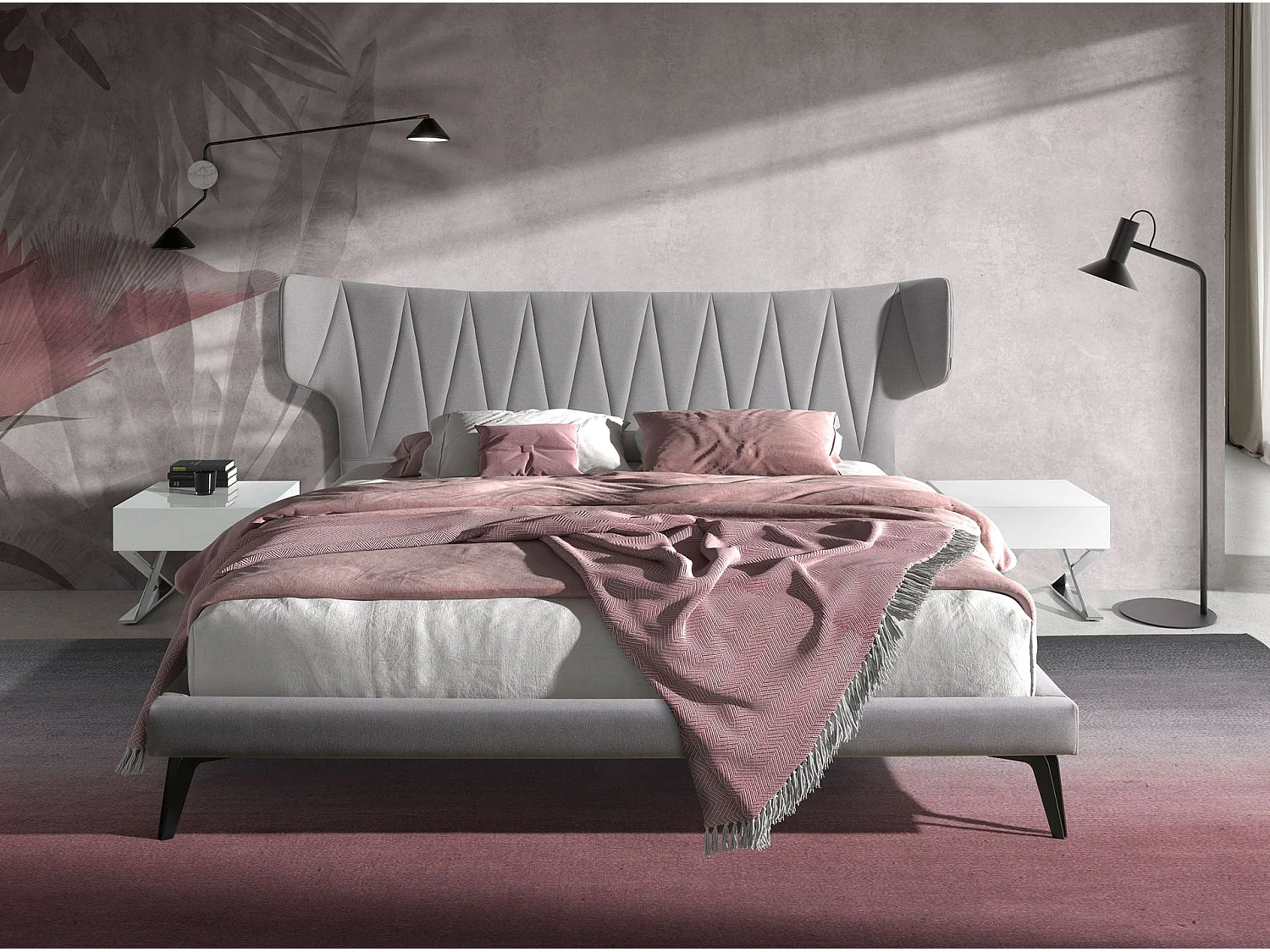 Lit en tissu gris clair 7160 ANGEL CERDA