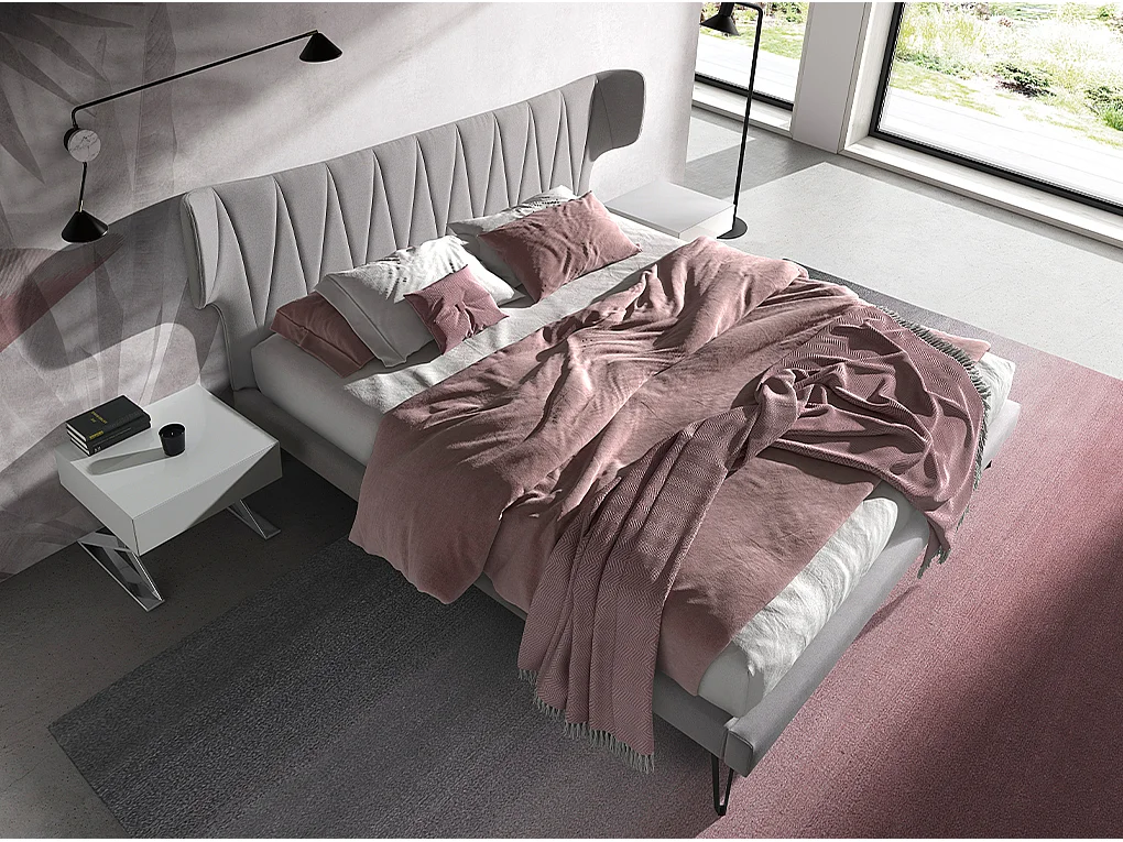 Lit en tissu gris clair 7160 ANGEL CERDA