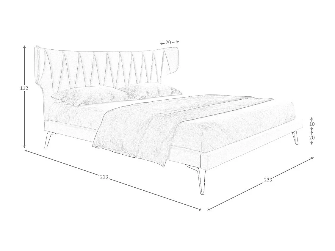 Lit en tissu gris clair 7160 ANGEL CERDA