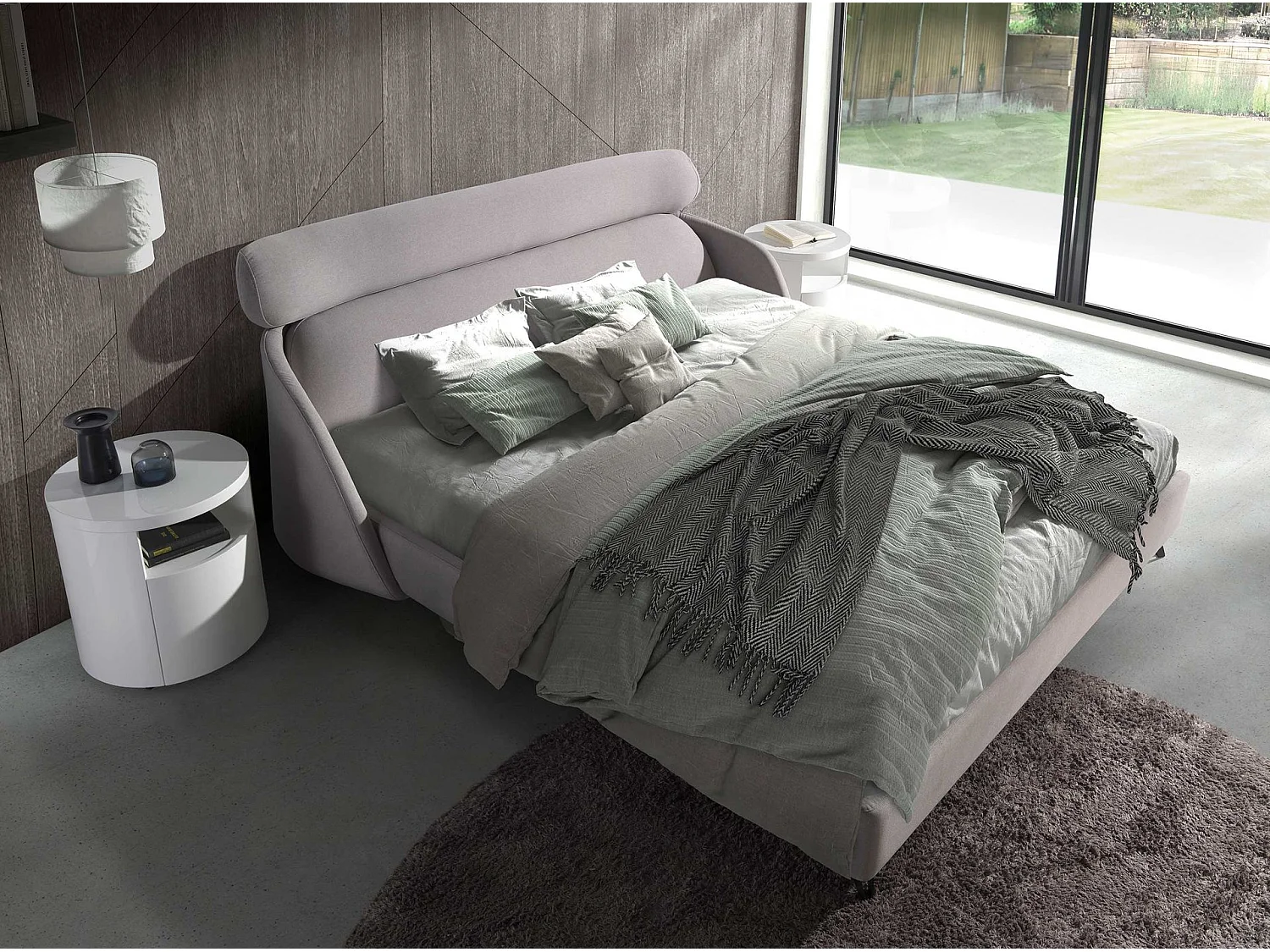Lichtgrijs stoffen bed 7160 ANGEL CERDA