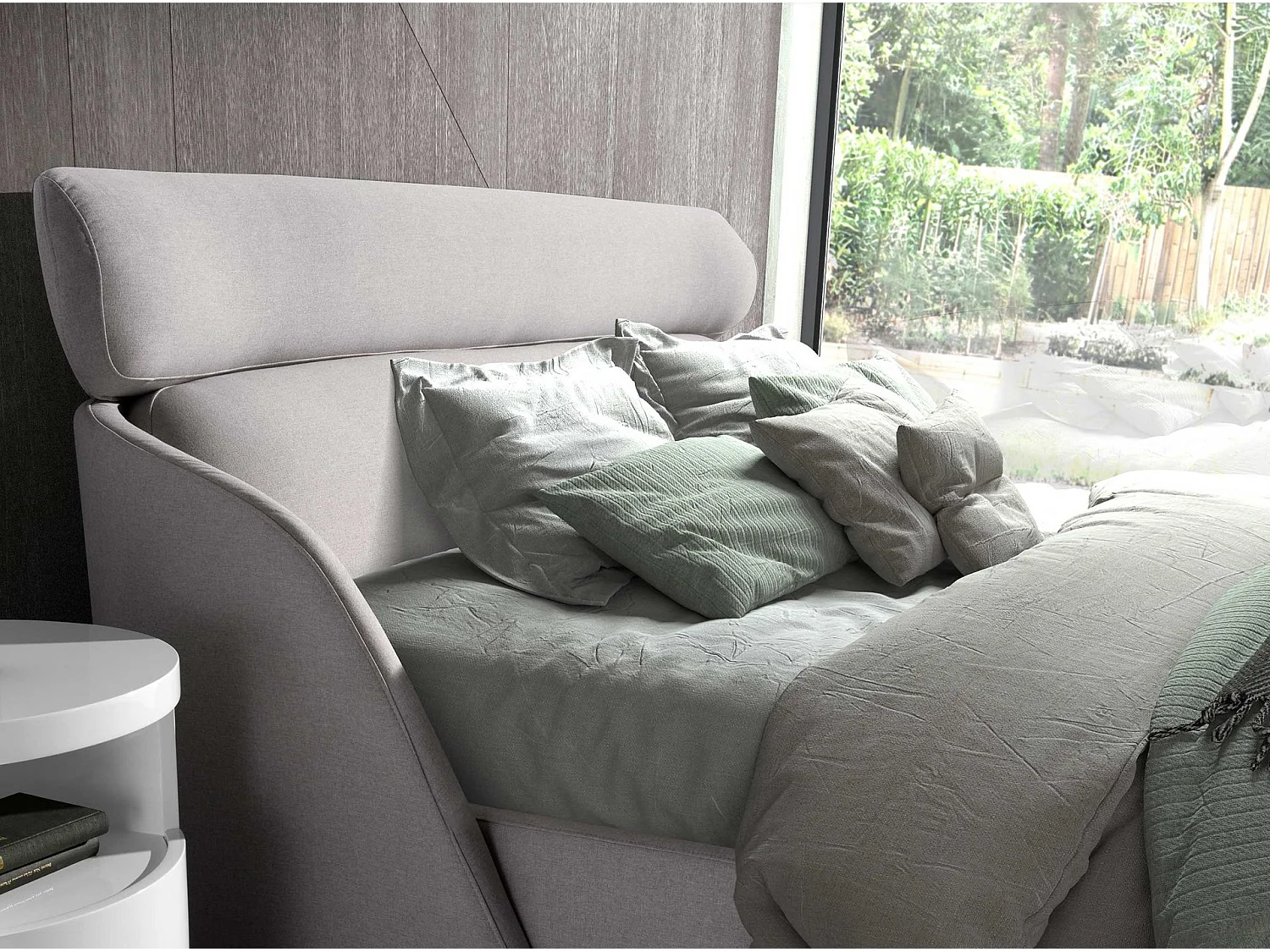 Lichtgrijs stoffen bed 7160 ANGEL CERDA