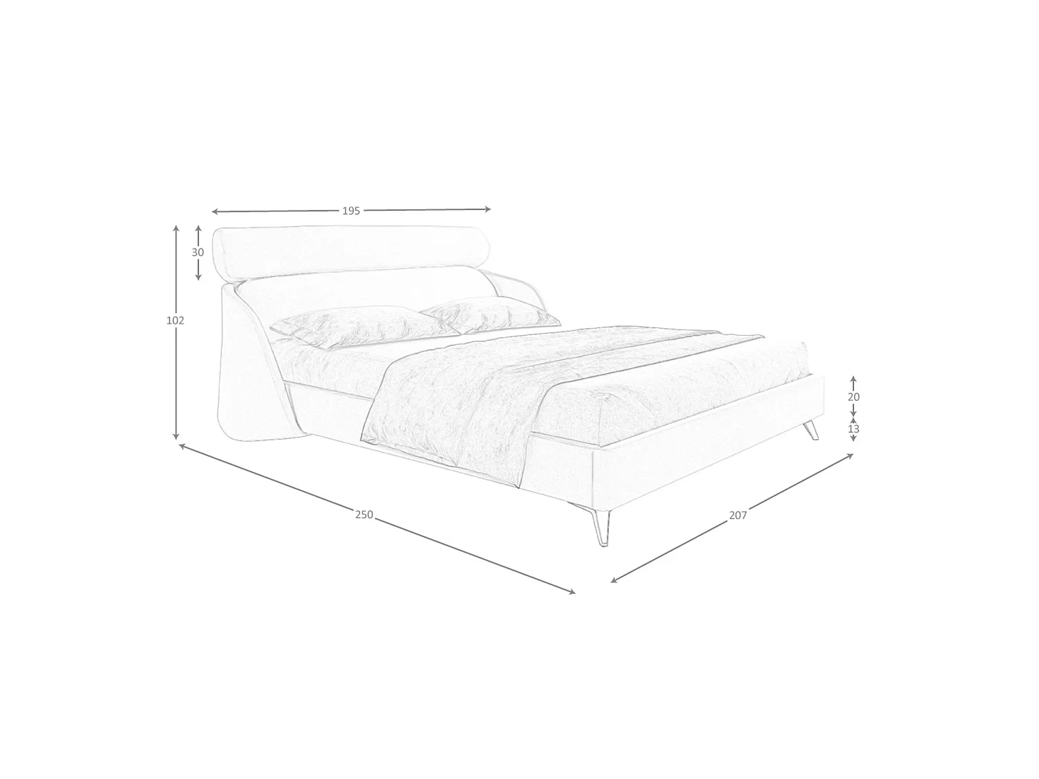 Lichtgrijs stoffen bed 7160 ANGEL CERDA