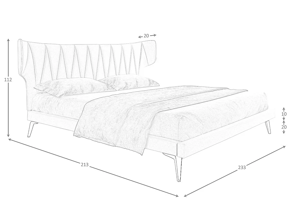 Lichtgrijs stoffen bed 7160 ANGEL CERDA