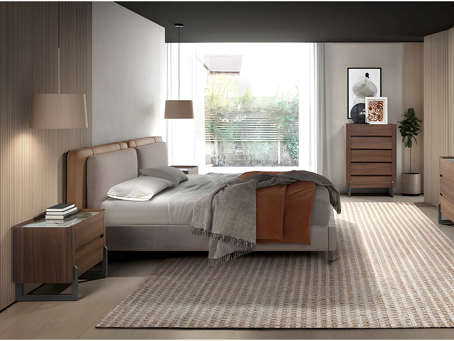 Bed van nertsleer en grijze stof 7154 ANGEL CERDA