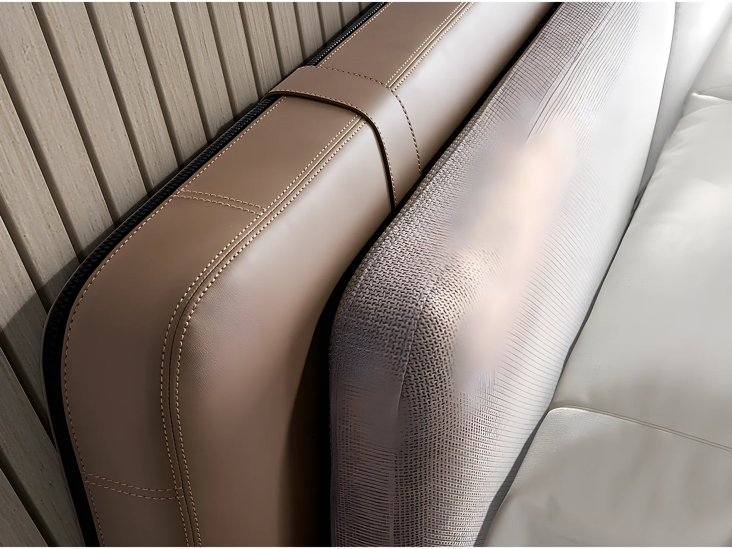 Bed van nertsleer en grijze stof 7154 ANGEL CERDA