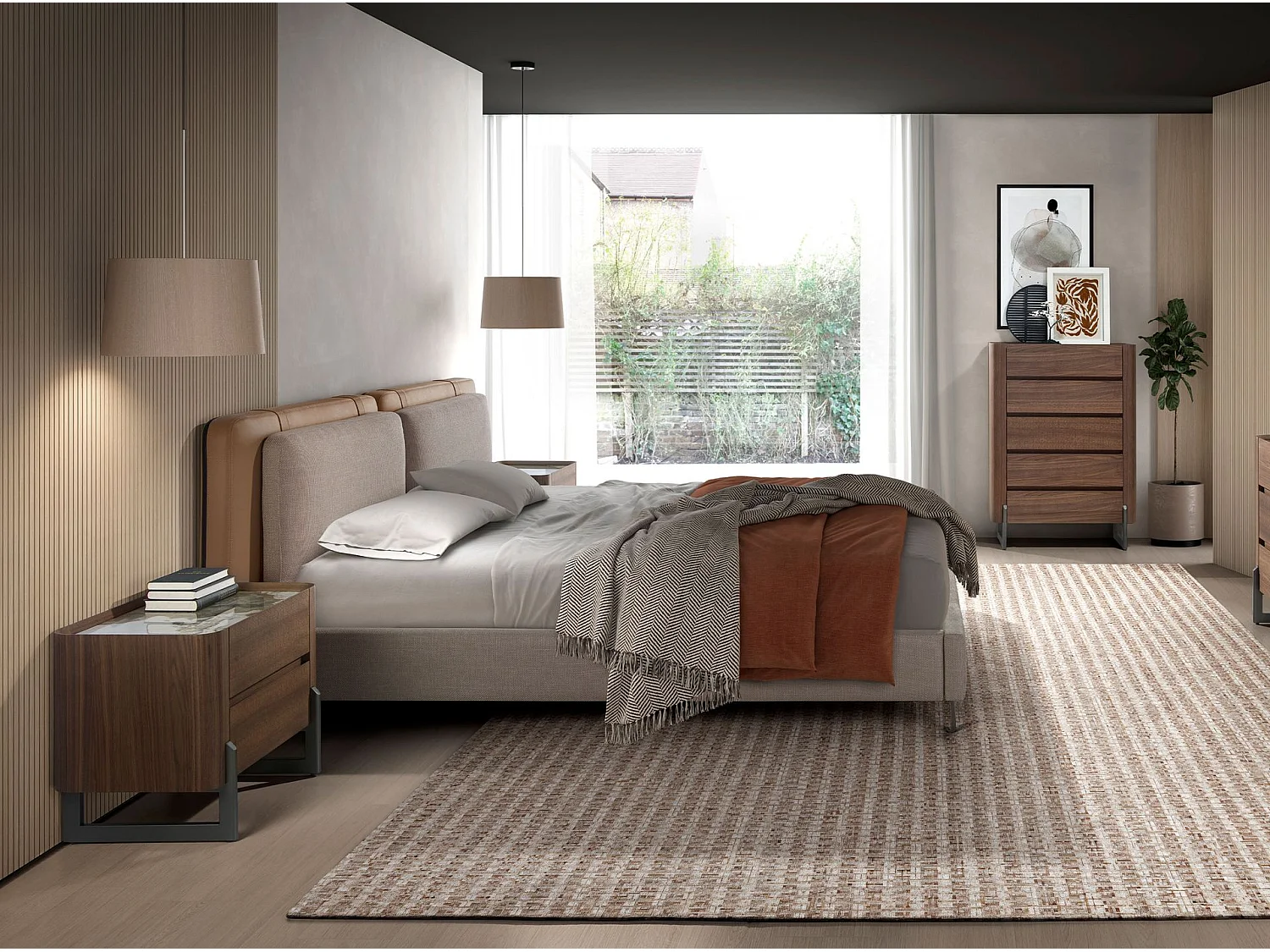 Bed van nertsleer en grijze stof 7154 ANGEL CERDA