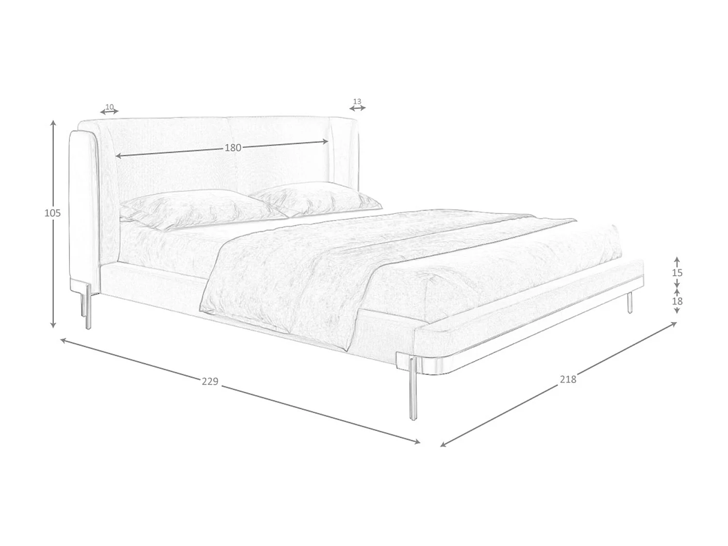 Bed van nertsleer en grijze stof 7154 ANGEL CERDA