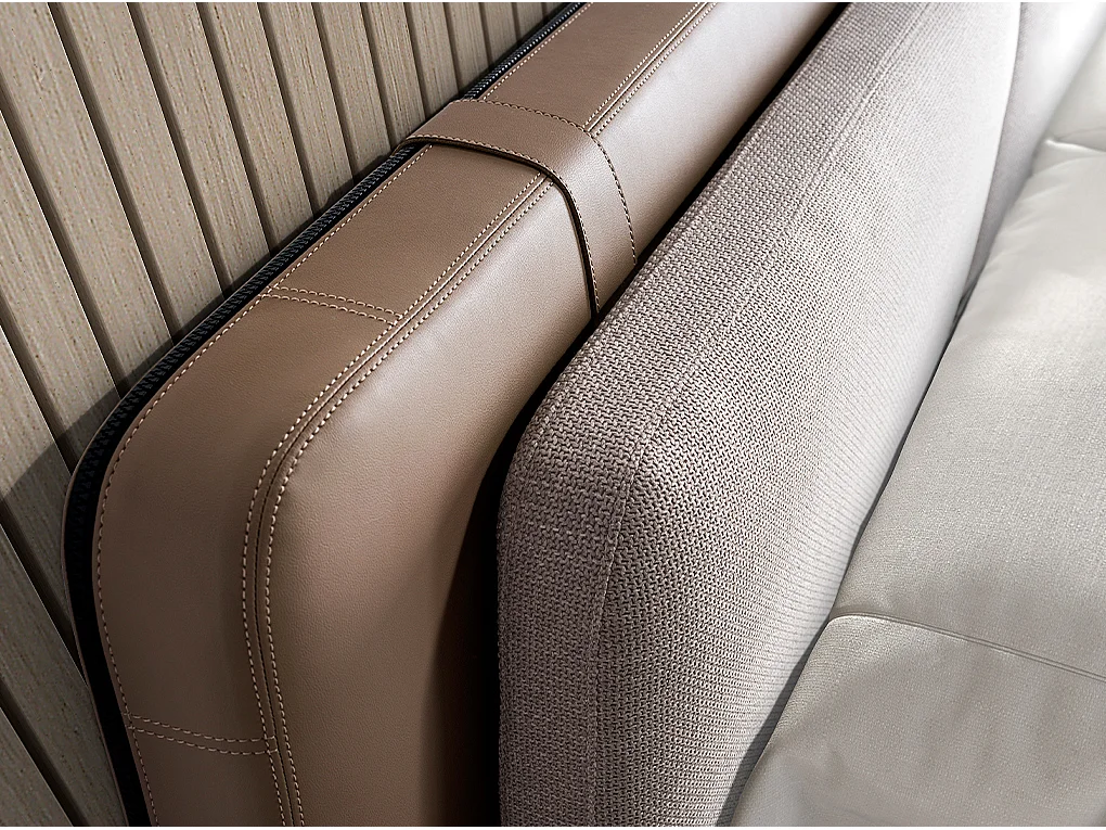 Bed van nertsleer en grijze stof 7154 ANGEL CERDA