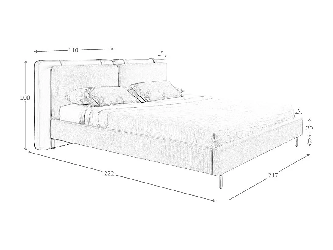 Bed van nertsleer en grijze stof 7154 ANGEL CERDA