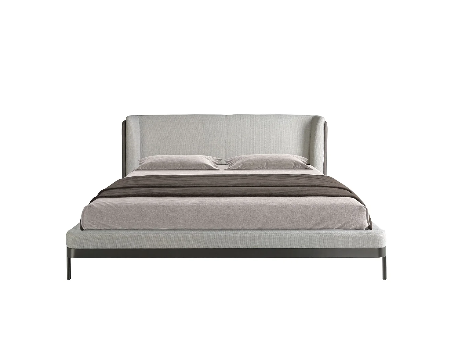 Lit en similicuir vison et tissu gris 7154 ANGEL CERDA