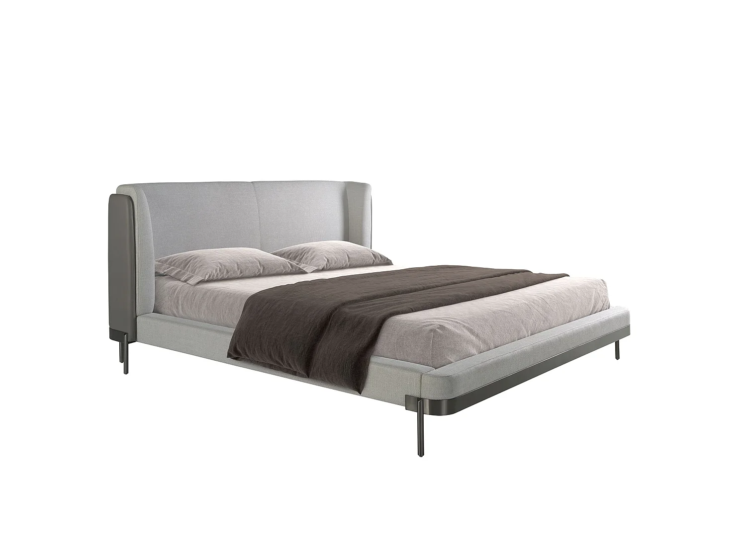 Lit en similicuir vison et tissu gris 7154 ANGEL CERDA