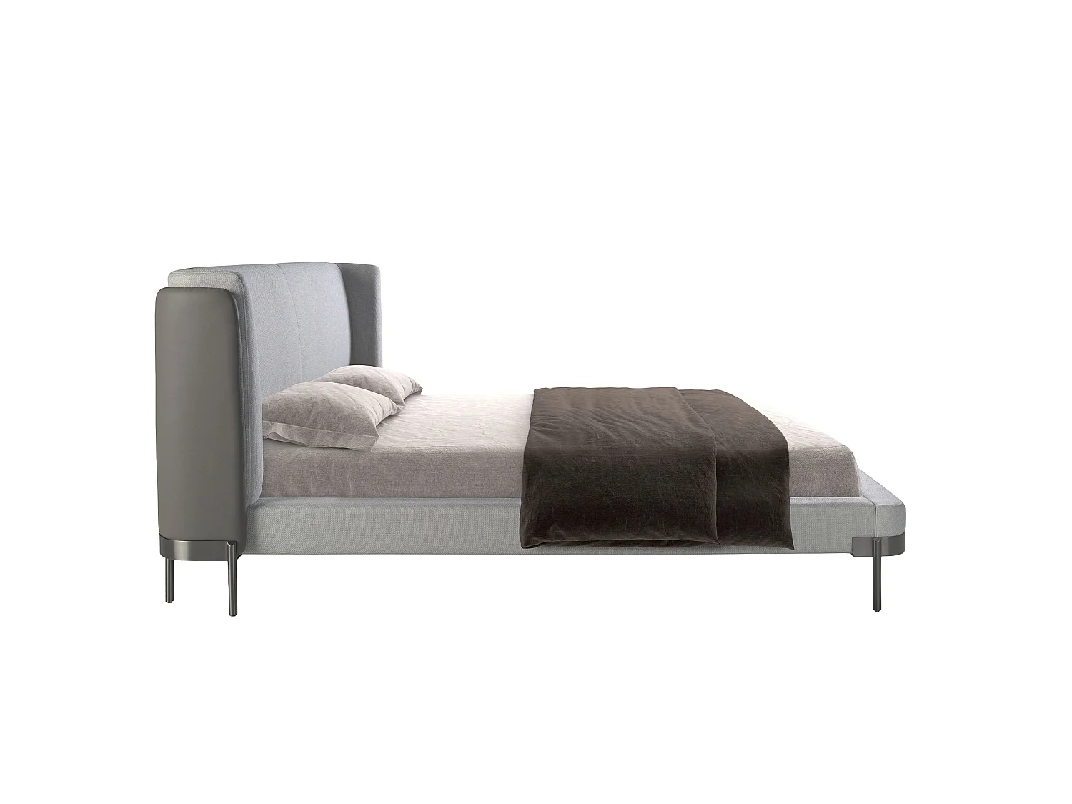 Lit en similicuir vison et tissu gris 7154 ANGEL CERDA