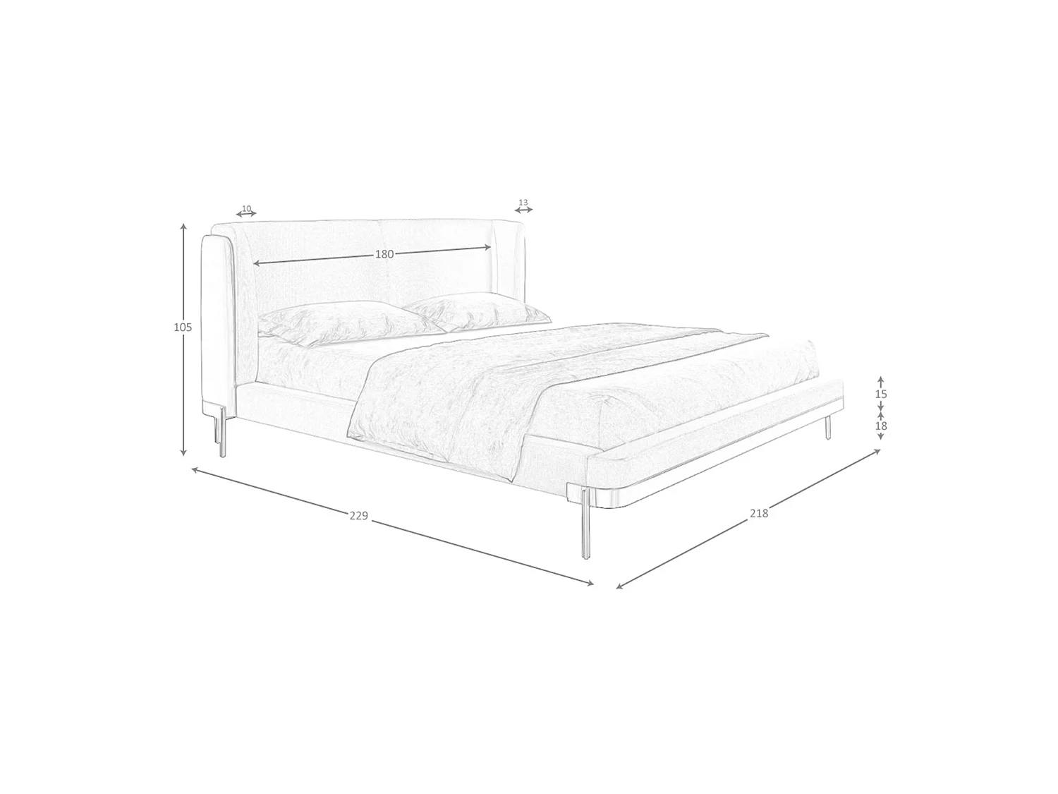Lit en similicuir vison et tissu gris 7154 ANGEL CERDA