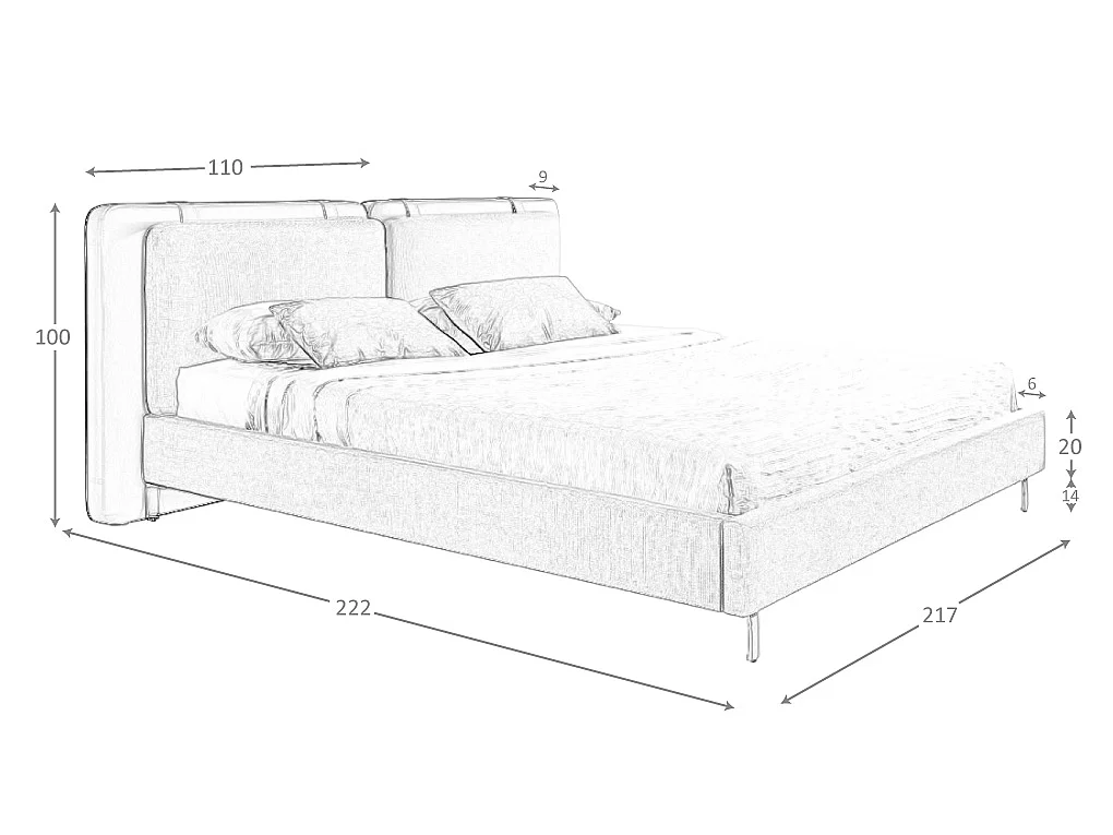 Lit en similicuir vison et tissu gris 7154 ANGEL CERDA