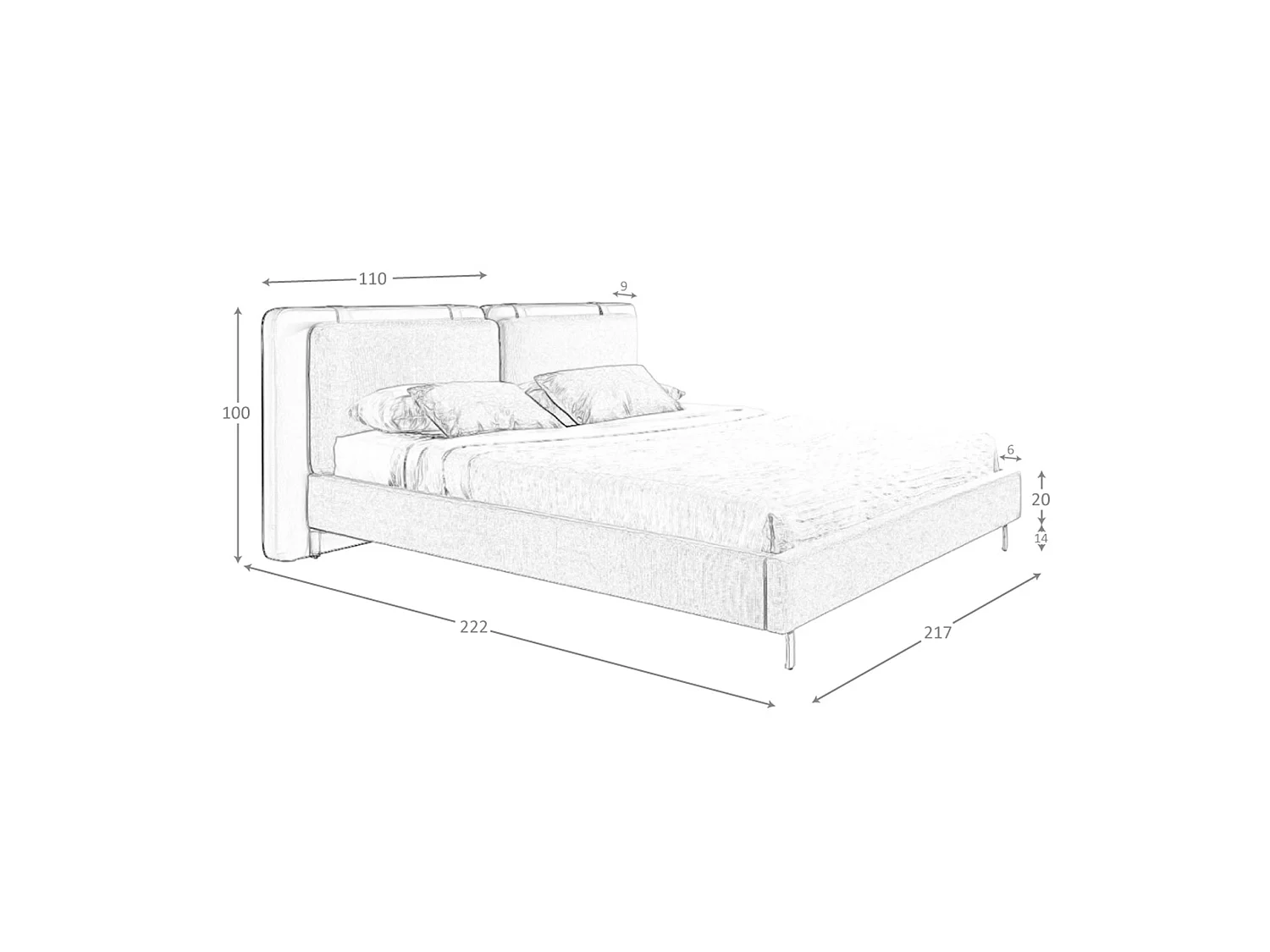 Letto in similpelle visone e tessuto grigio 7154 ANGEL CERDA