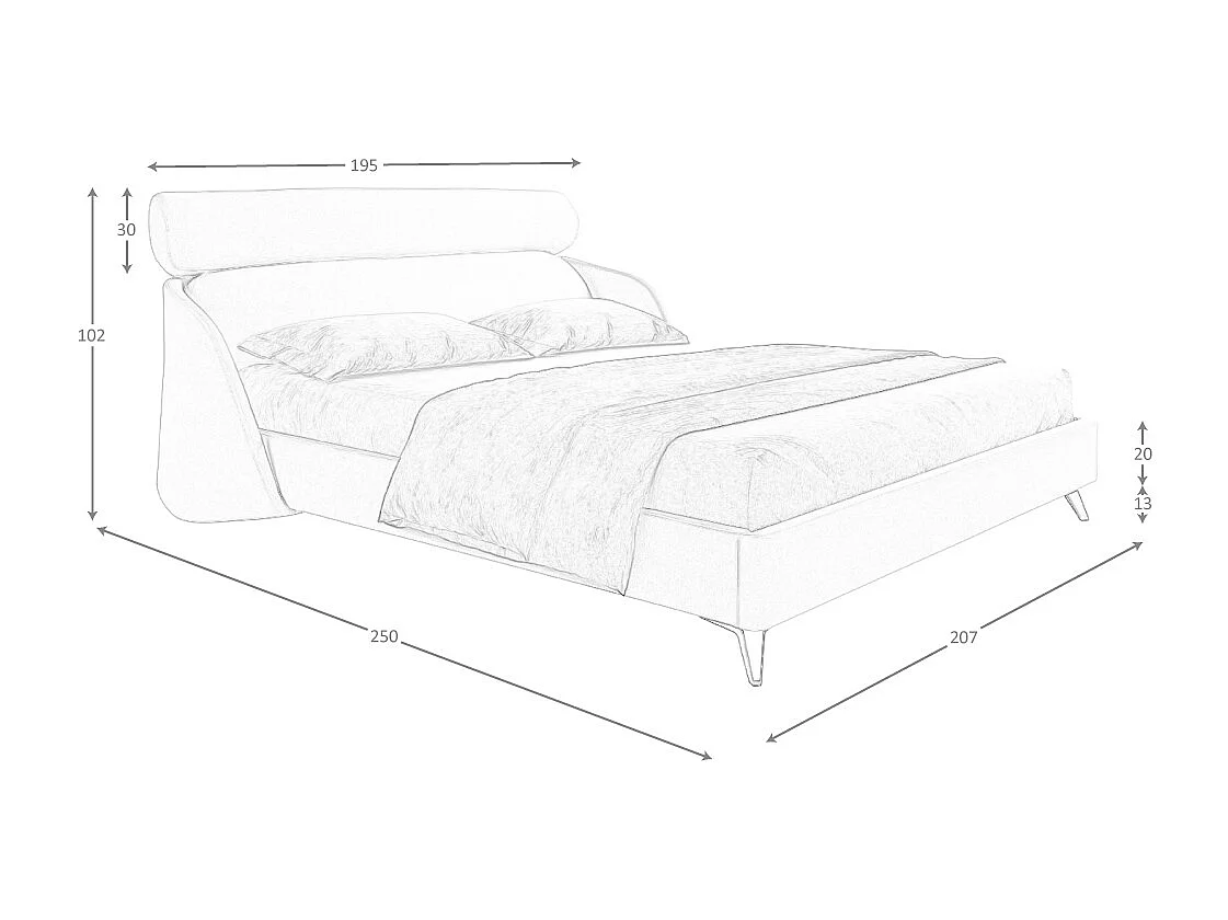 Lichtgrijs stoffen bed 7161 ANGEL CERDA