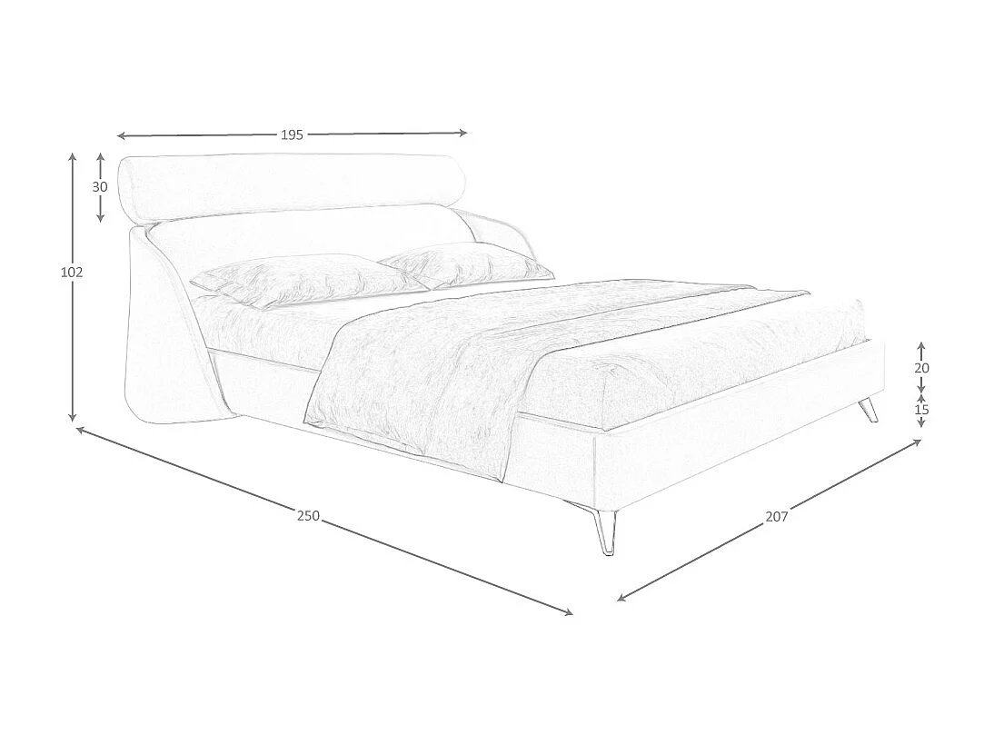 Lichtgrijs stoffen bed 7161 ANGEL CERDA