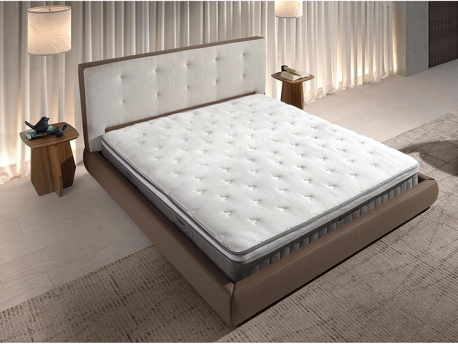 Lit en tissu gris clair 7161 ANGEL CERDA