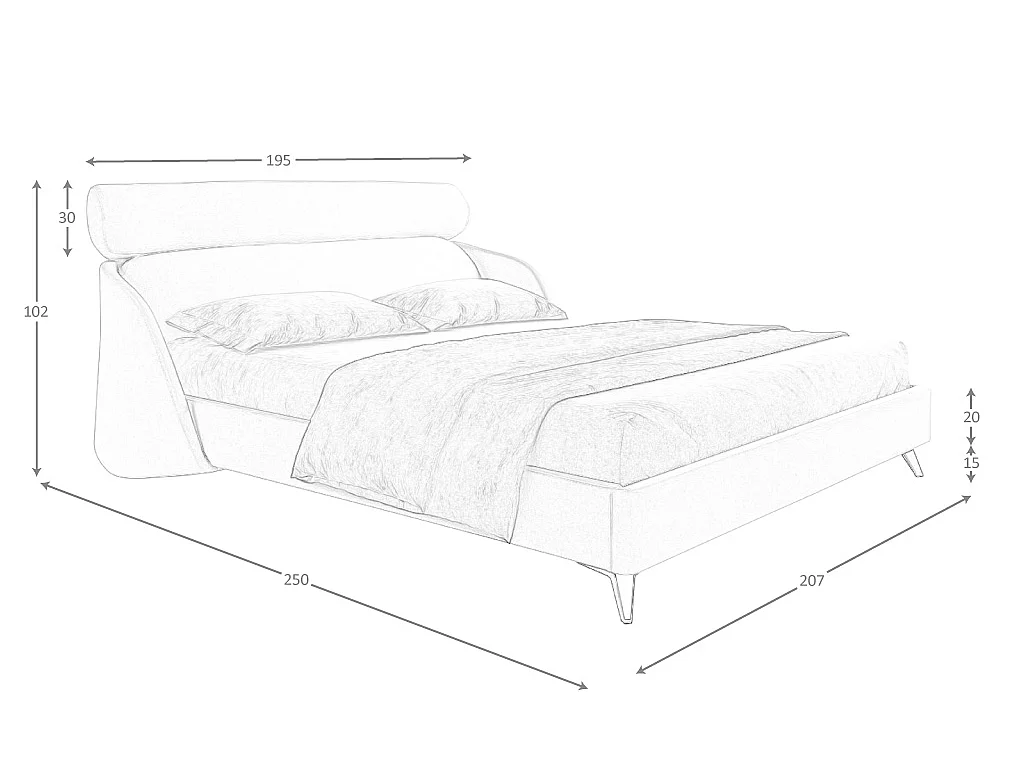 Lit en tissu gris clair 7161 ANGEL CERDA