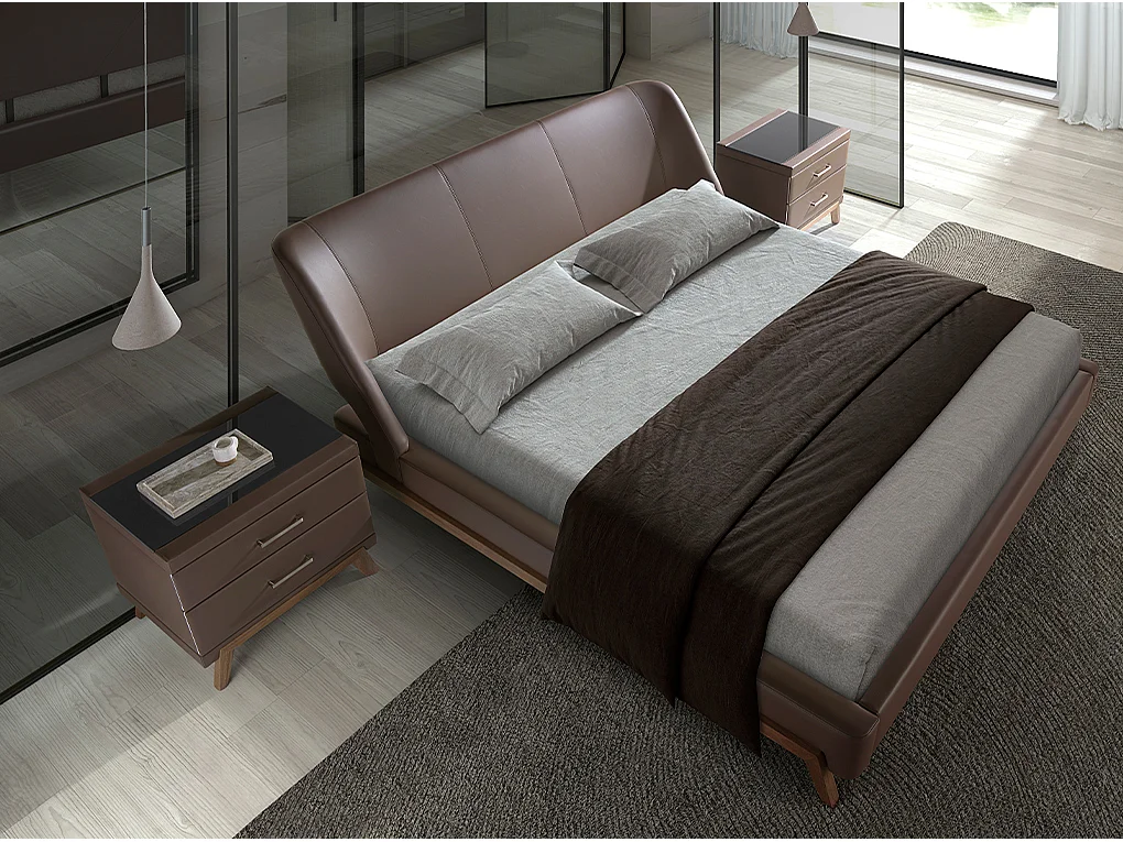 Chocoladebruin kunstlederen bed 7159 ANGEL CERDA