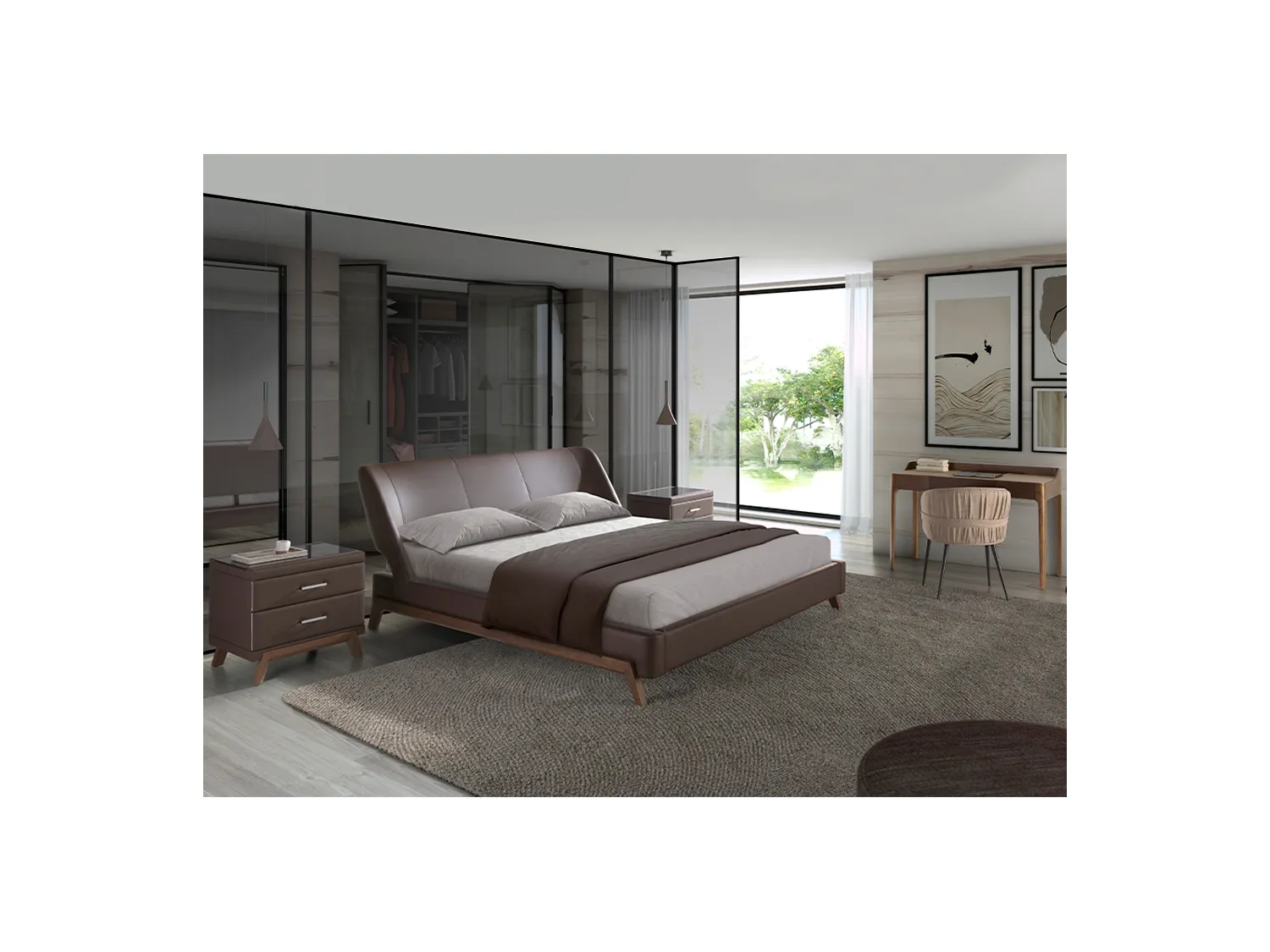 Lit en simili cuir brun chocolat 7159 ANGEL CERDA