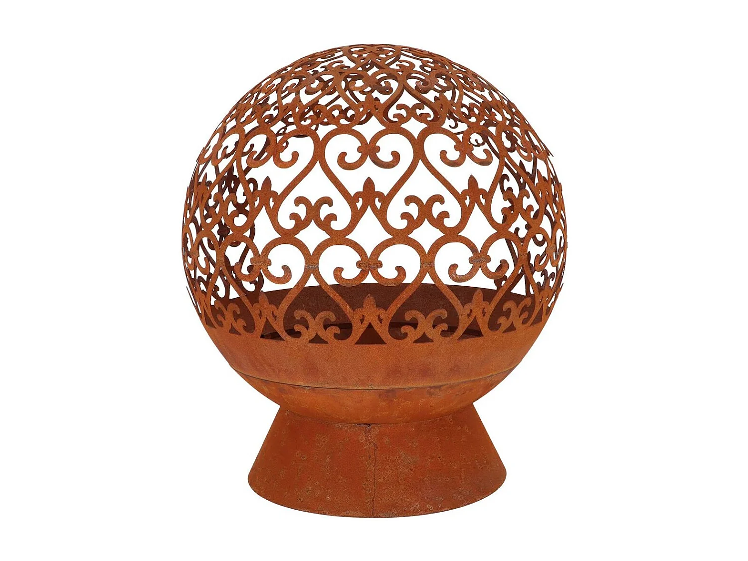 Brasero rond en métal rouillé Arabesque