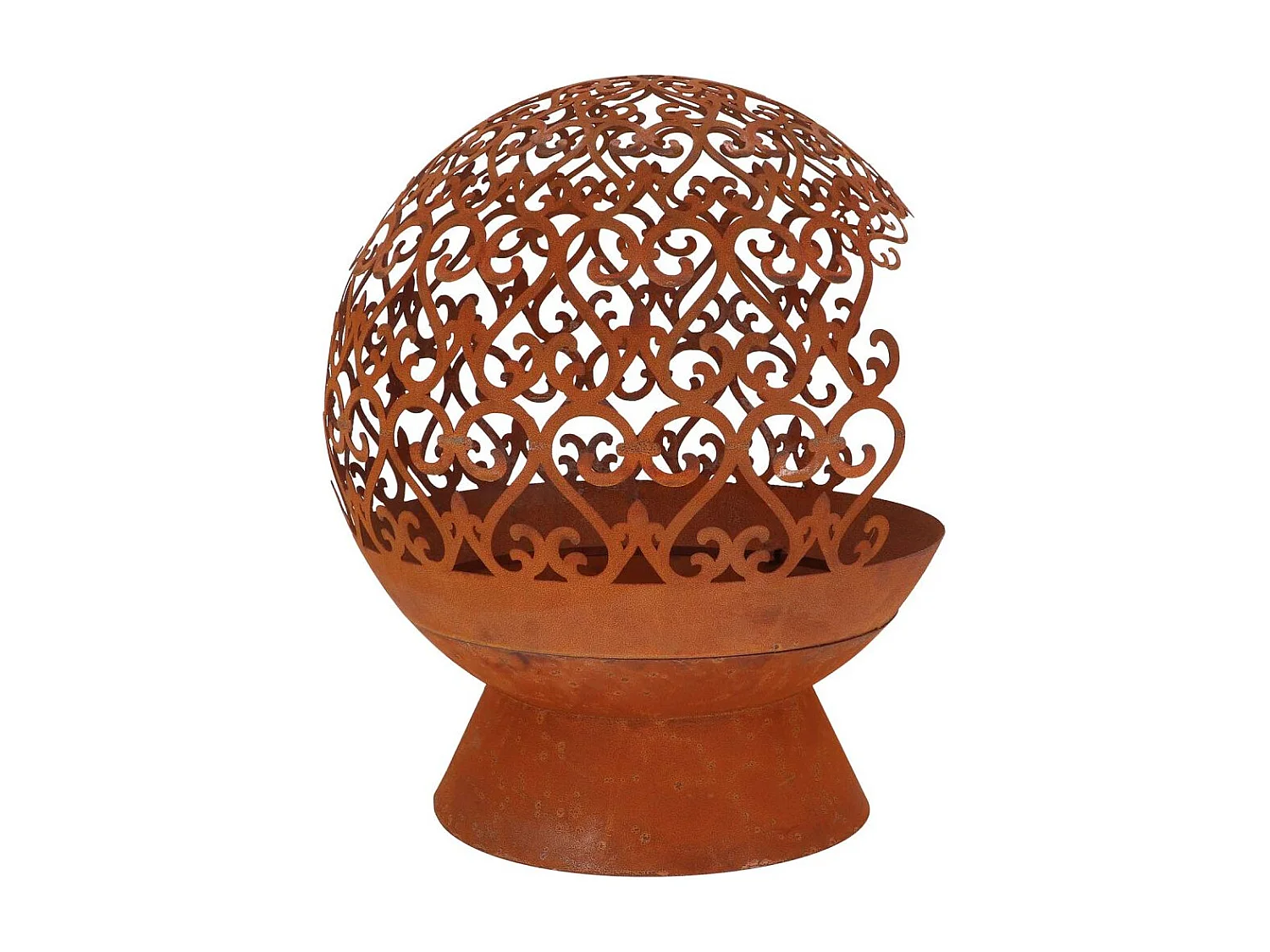 Brasero rond en métal rouillé Arabesque