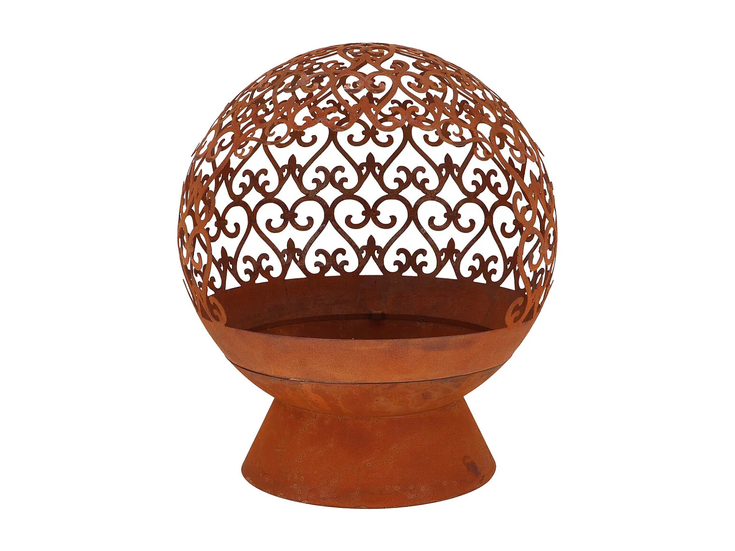 Brasero rond en métal rouillé Arabesque