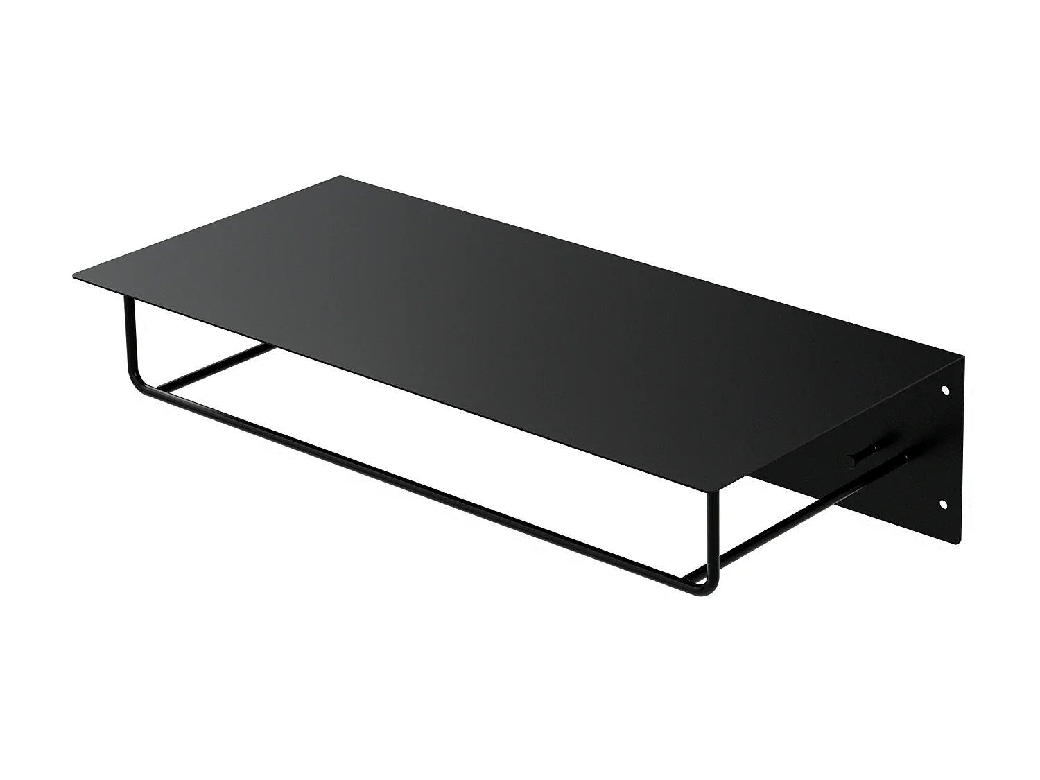 Appendiabiti da parete con ripiano in acciaio nero per ingresso 60x30x15 cm