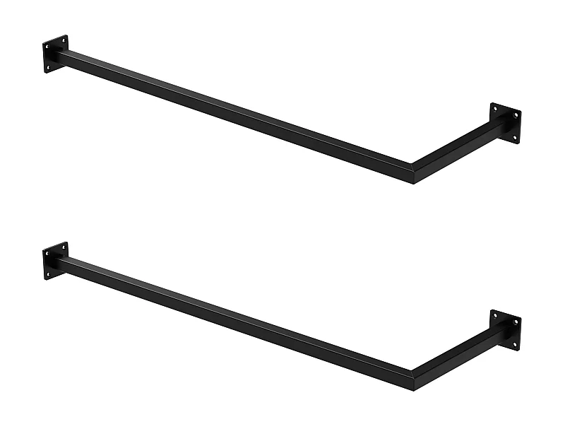 2x Percheros de pared para esquina 90 x 30 cm negro en forma de L para vestidor