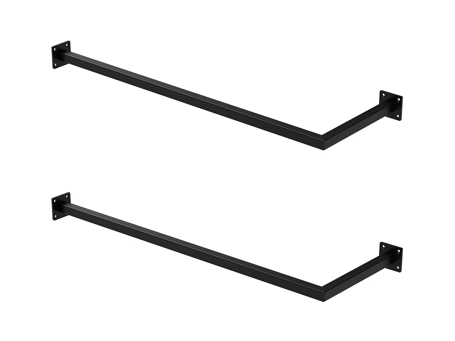 2x Percheros de pared para esquina 90 x 30 cm negro en forma de L para vestidor