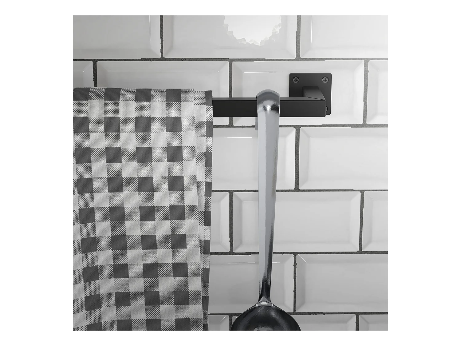 Barre de penderie Porte-manteau Acier Montage mural Porte-manteau