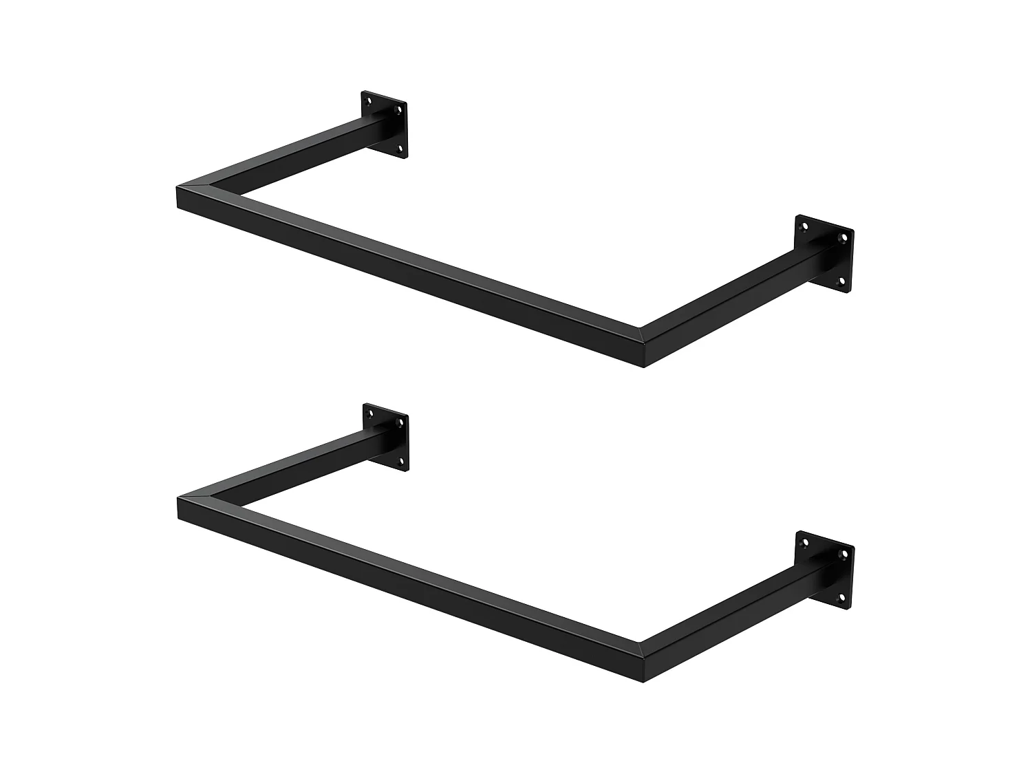 2x Perchero de pared negro para vestidor/armario barra para ropa/toallas 60x30cm