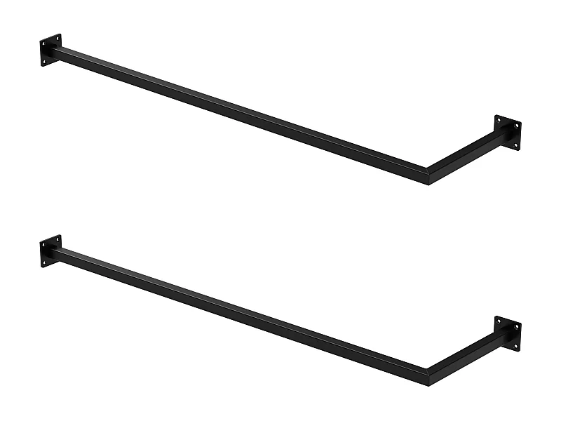 2x Percheros de pared para esquina 110 x 30 cm negro en forma de L para vestidor