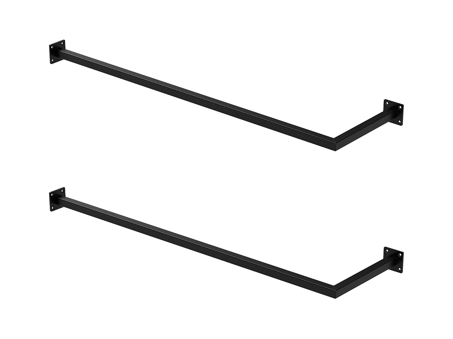 2x Percheros de pared para esquina 110 x 30 cm negro en forma de L para vestidor