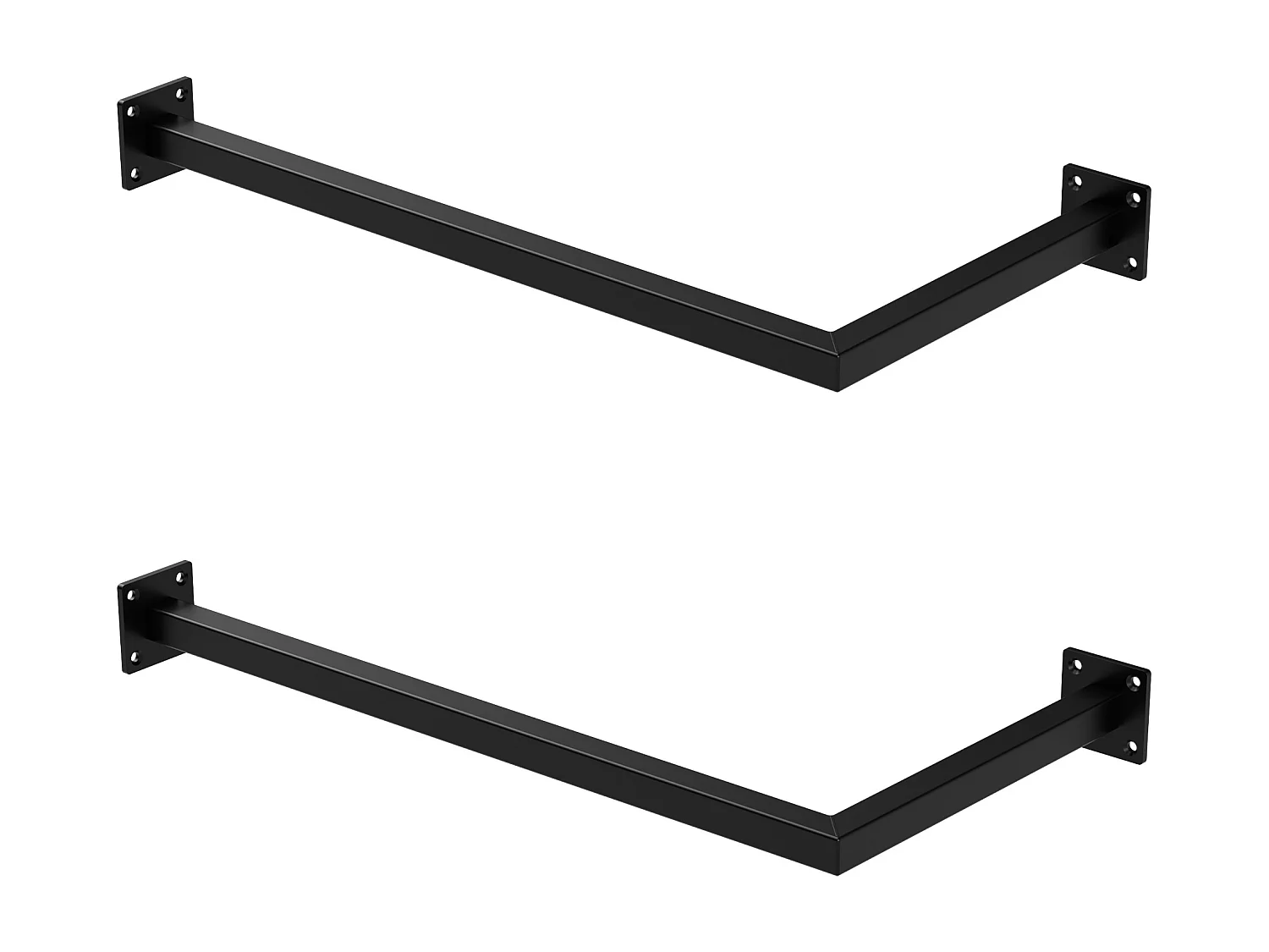 2x Percheros de pared para esquina 60 x 30 cm negro en forma de L para vestidor