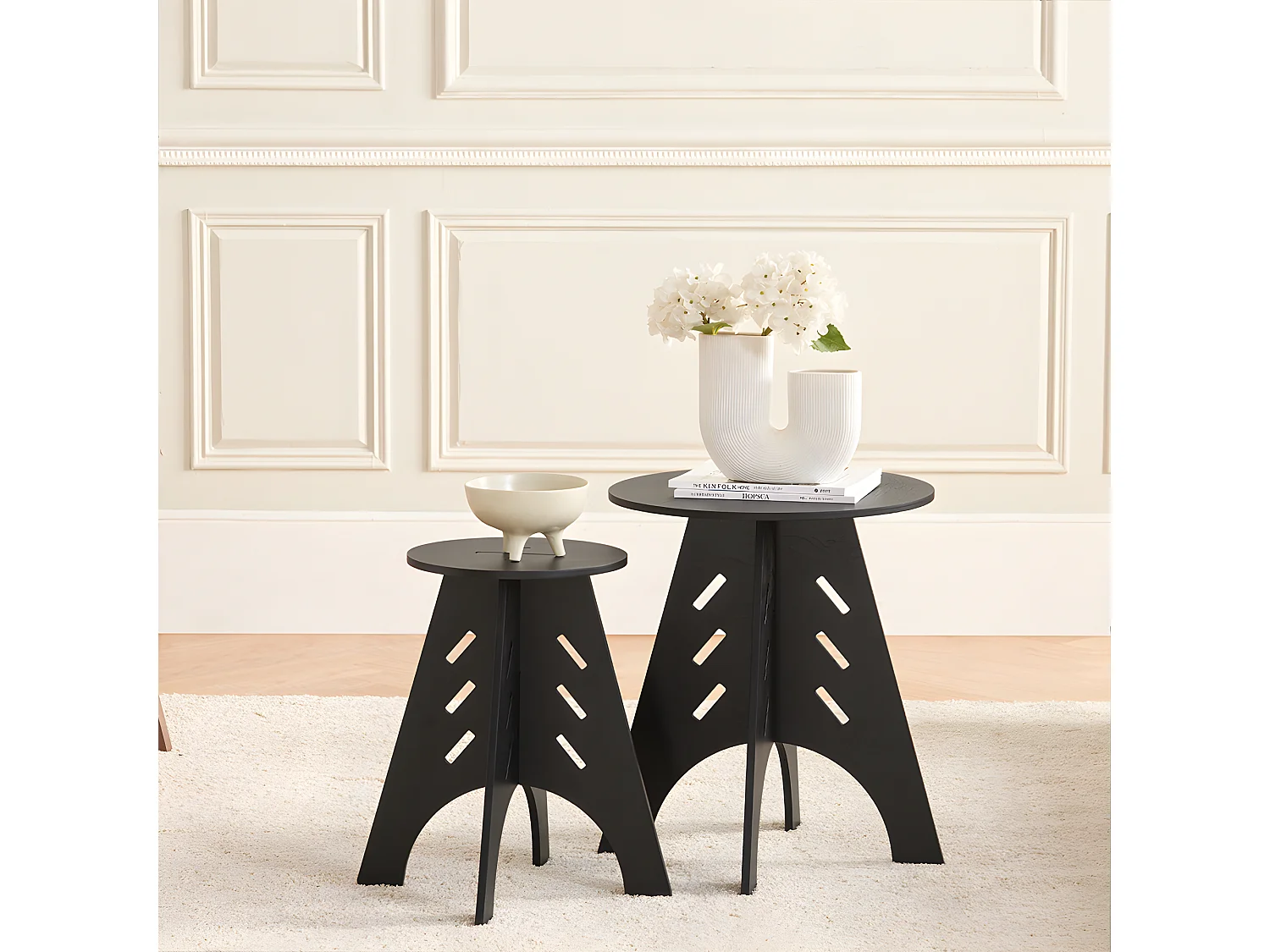 SoBuy, sofá mesa lateral, Prato com rodas, móvel de telefone, HFBT01-K-SCH