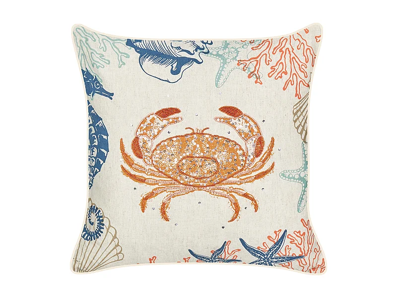 Coussin SARGASSUM Lin 45 x 45 cm Beige Motif animal